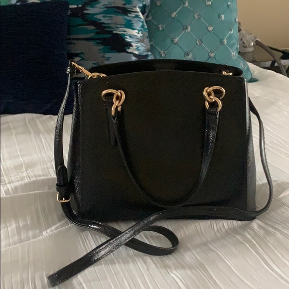 Like New Black Shiny Coach Handbag - Picture 3 of 6